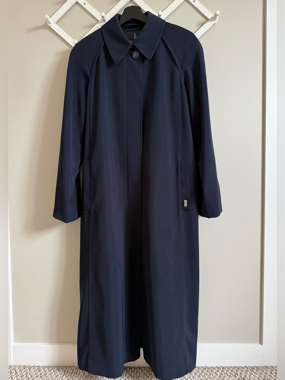 LONDON FOG Navy Blue Trench Coat Button-down Jacket Size 12 (Petite)